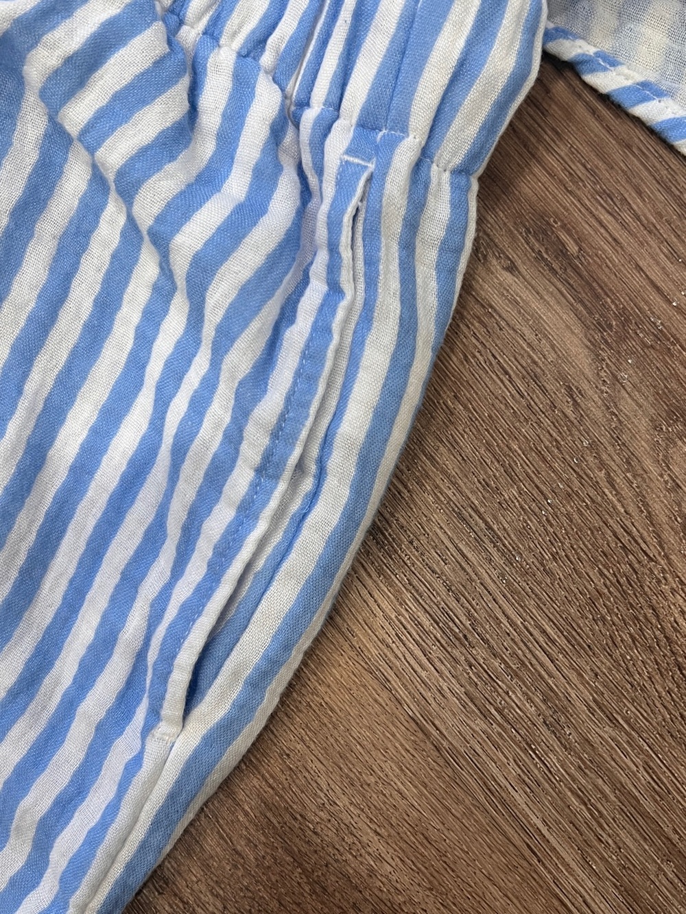 LAKE Hamptons Pajama Set in Sail Blue Awning Stripe Gauze Medium - Picture 10 of 13